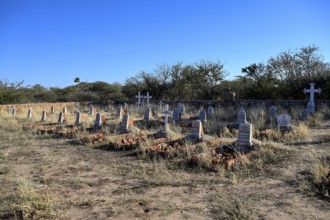 Graves at the German military cemetery at Waterberg, Otjozondjupa region, Namibia