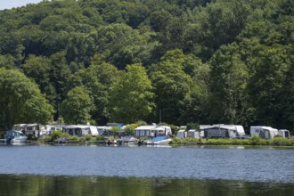 Campsite on the Ruhr, Kettwig, Essen, Rur region, North Rhine-Westphalia, Germany
