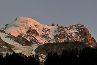Snow-covered Aiguille Verte, Chamonix-Mont-Blanc, Haute-Savoie, France
