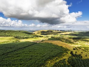 Wind Farm from a drone, Roxburghshire, Roxburgh, Southern Uplands, Scotland, UK