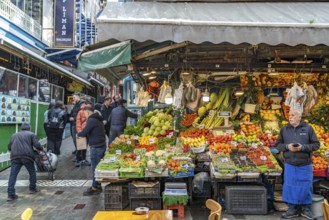 Stall with fruit and vegetables at the market in Karaköy, Istanbul, Turkey