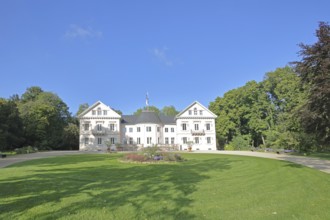 Classicist Villa Eugenia built in 1787, ornamental garden, princely garden, Hechingen, Swabian Alb,