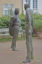 Sculpture Confrontation by Karl-Henning Seemann 1979, two bronze sculptures, modern art, male