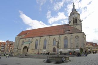 Late Gothic collegiate church of St George and St George's Fountain, pedestrian, Holzmarkt,