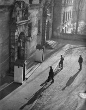 Nuremberg Trials, main war criminals, guards in front of the court building, Nuremberg 1946