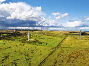 Wind Farm from a drone in southeast Scotland, UK