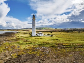 Barns Ness Lighthouse from a drone, Dunbar, East Lothian, Scotland, UK