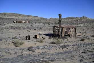 Ruinen der ehemaligen Diamantenstadt Pomona in der Wüste, Diamentensperrgebiet, bei Lüderitz,