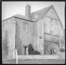 Magic lantern slide of Butley Priory gatehouse building, Butley, Suffolk, England, UK c 1910