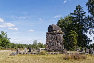 Hermann Löns Denkmal am Wietzer Berg in der Lüneburger Heide. Südheide, Niedersachsen, Deutschland