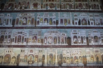 Mural painting in the Daria Daulat Bagh or Tipu Sultan's Summer Palace, Srirangapatna, Karnataka,