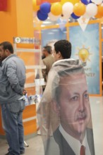 Gaziantep, Türkiye – May 28, 2023. Members of the ruling Justice and Development Party (AKP) follow