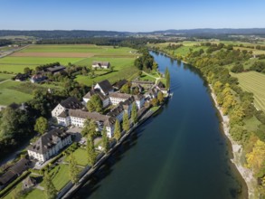 Aerial view of the former convent of the Dominican nuns St Katharinental am Rhein near