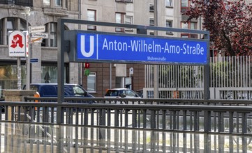 Anton-Wilhelm-Amo-Straße, entrance to the former underground station Mohrenstraße in Mitte, Berlin,