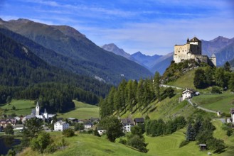 Tarasp Castle in the Lower Engadine, Graubünden, Switzerland