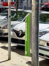 Lamp charging column of Stadtwerke Düsseldorf in the city centre of Düsseldorf, Germany, digitally