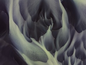 River, river course, river delta, aerial view, sediments, structures, South Iceland, Iceland