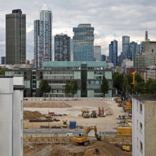 View from a roof at the Galluswarte on the construction site on the old FAZ area and the