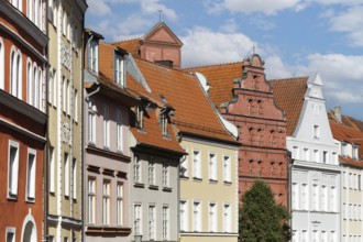 Magnificent row of houses, Old Town, Unesco World Heritage Site, Stralsund, Mecklenburg-Western