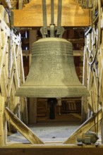 Church bell, Trinity bell from 1663, wooden belfry, St Mary's Church, also known as St Mary's