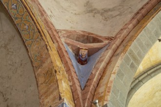 Compains, carved capital, Saint Georges church, Auvergne Volcanoes Regional Park, Cezallier region,
