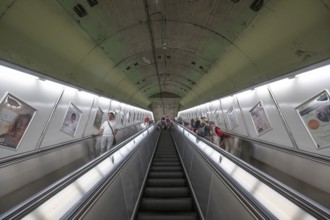 Escalators in the underground, Munich, Bavaria, Germany