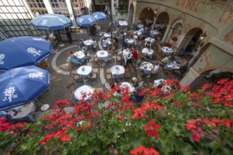 Beer garden in the inner courtyard of Augustiner Bräu, Munich, Bavaria, Germany