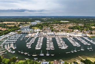 River Hamble and Swanwick Marina from drone, Swanwick, Southampton, Hampshire, England, United
