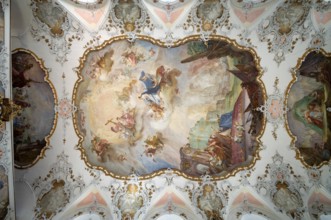 Interior, ceiling, ceiling fresco, main fresco by Enderle with the Trinity scene, naval battle of