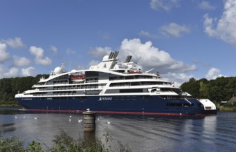 Luxury cruise ship LE LAPEROUSE sails through the Kiel Canal, Kiel Canal, Kiel Canal,