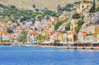 View of Gialos Harbour, Gialos, Symi Island, Dodecanese Islands, Greece