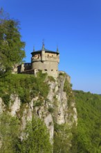 Augustenturm, cannon tower, Lichtenstein Castle, fairytale castle of Württemberg, romantic