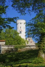 Lichtenstein Castle, fairytale castle of Württemberg, romantic fairytale castle on the eaves of the