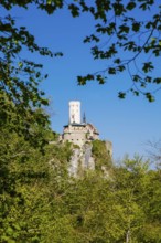 Lichtenstein Castle, fairytale castle of Württemberg, romantic fairytale castle on the eaves of the