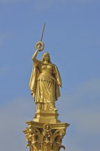 Golden sculpture Megalopolis with laurel wreath, sword and Wendish crown as an allegorical figure
