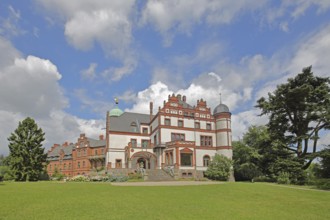 Wiligrad Castle built in 1898 on Lake Schwerin, Lübstorf, Mecklenburg Lake District,