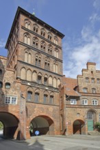 Historic castle gate and customs officers' house as parts of the former city fortifications, city
