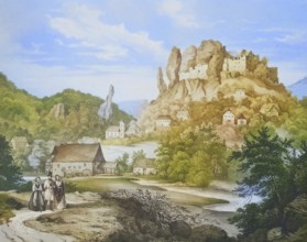 Streitberg Castle and town, climatic health resort, Franconian Switzerland, around 1850, district