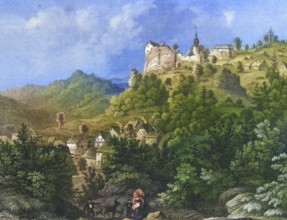 Wüstenstein Castle, Franconian Switzerland, around 1850, district of Forchheim, Upper Franconia,