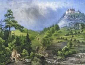 Greifenstein Castle around 1850, Franconian Switzerland, Heiligenstadt, district of Bamberg, Upper