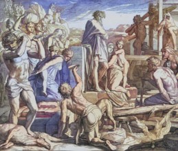 Biblical history, The Punishment of Cain, digitally enhanced reproduction of a wood engraving by