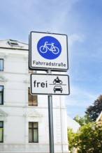 Bicycle street sign in Wuppertal, Germany, digitally reworked