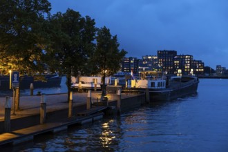 Ships at anchor in the harbour of Dordrecht, Netherlands, digitally reworked