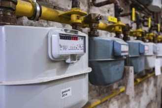 Gas meter in a cellar in Wuppertal, Germany, digitally reworked