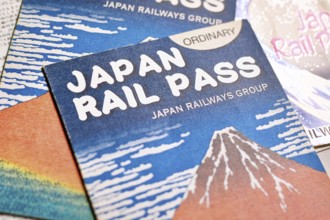 Germany - August 2nd 2025: Japanese Rail Pass for tourists. Train travel ticket for unlimited