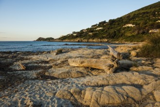 Picturesque beach, Plage de Bonne Terrasse, sunrise, Saint Tropez, Var, French Riviera,