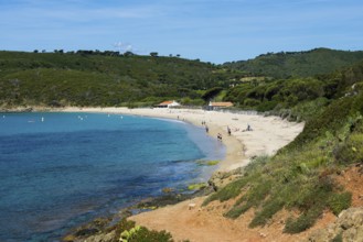 Picturesque coastal hiking trail and wild beach, Sentier du littoral, Plage de Briande, Cap
