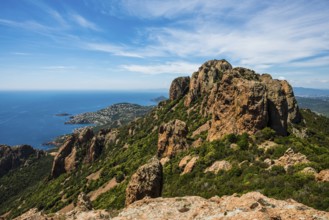Panorama, Pic du Cap Roux, near Anthéor, Saint-Raphaël, Massif de l'Esterel, Esterel Mountains,