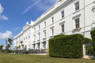 Historic terrace houses built c 1860s overlooking Plymouth Sound, Grand Parade, West Hoe, Plymouth,