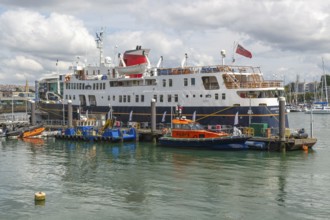 Hebridean Princess historic cruise ship vessel, Sutton Harbour, Plymouth, Devon, England, UK